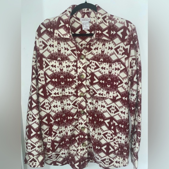 H&M Jackets & Blazers - ARIAT | Women’s Button-Up | Medium | Thicker | Deep Red Cream Patterned | NWOT